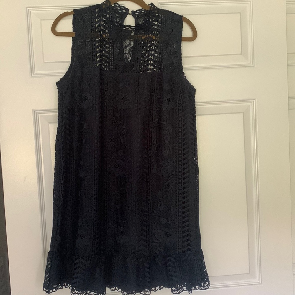 Navy high neck lace dress
